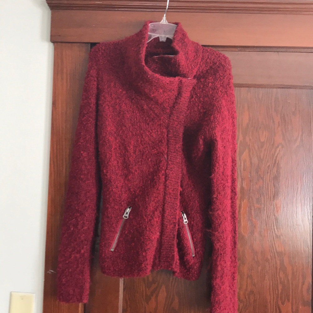 Deep red zipper sweater